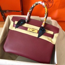 Hermes Birkin 30 Handmade Bag In Bordeaux Epsom Leather Hermes Birkin 30 Handmade Bag In Bordeaux Epsom Leather