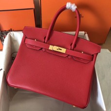 Hermes Birkin 30 Handmade Bag In Red Epsom Leather Hermes Birkin 30 Handmade Bag In Red Epsom Leather