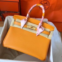 Hermes Birkin 30 Handmade Bag In Yellow Epsom Leather Hermes Birkin 30 Handmade Bag In Yellow Epsom Leather
